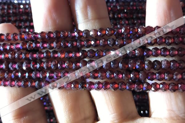 CRB2602 15.5 inches 3*4mm faceted rondelle red garnet beads