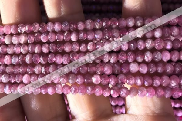 CRB2611 15.5 inches 3*4mm faceted rondelle ruby gemstone beads