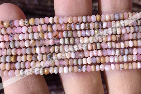 CRB2613 15.5 inches 2*3mm faceted rondelle pink opal beads