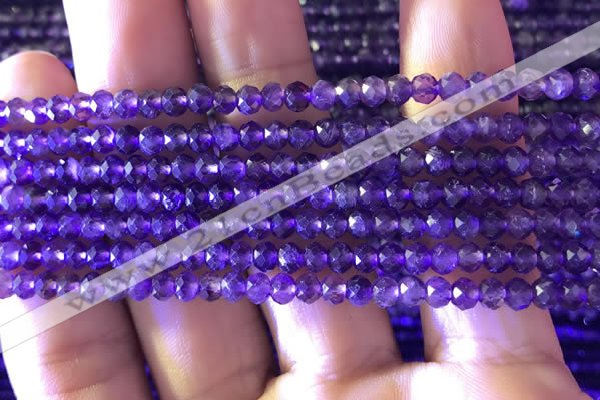 CRB2631 15.5 inches 3*4mm faceted rondelle amethyst beads