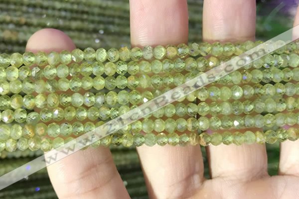 CRB2636 15.5 inches 3*4mm faceted rondelle peridot gemstone beads