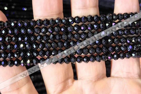 CRB2651 15.5 inches 3*4mm faceted rondelle black spinel beads