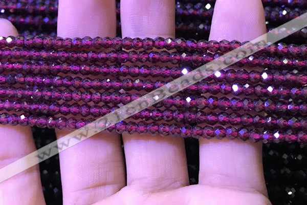 CRB2665 15.5 inches 2*3mm faceted rondelle red garnet beads