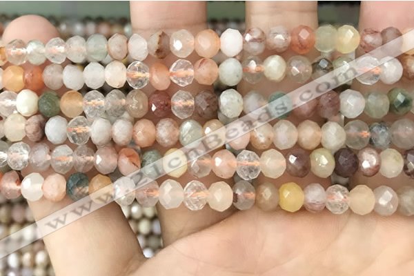 CRB2672 15.5 inches 4*6mm faceted rondelle mixed rutilated quartz beads