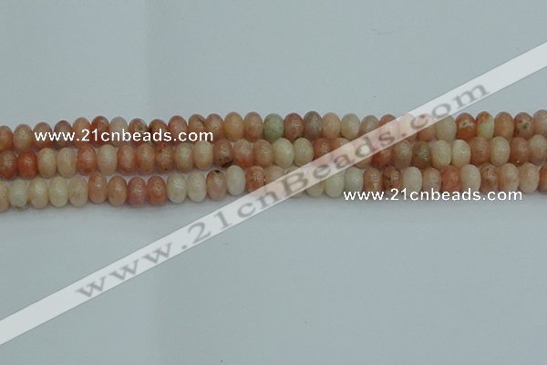 CRB2841 15.5 inches 5*8mm rondelle red plum blossom jade beads