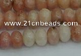 CRB2842 15.5 inches 6*10mm rondelle red plum blossom jade beads