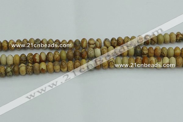 CRB2856 15.5 inches 5*8mm rondelle picture jasper beads
