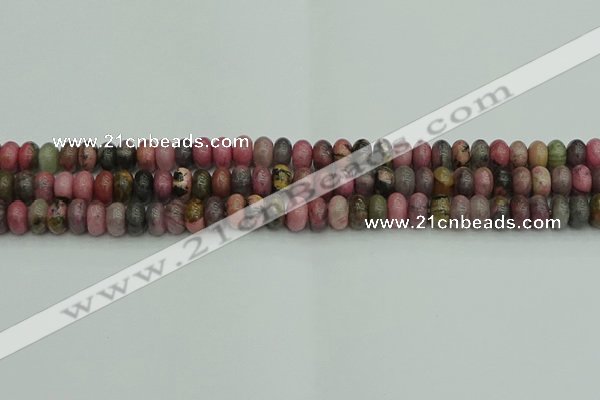 CRB2885 15.5 inches 4*6mm rondelle rhodonite beads wholesale