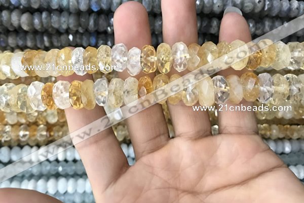 CRB3014 15.5 inches 6*12mm faceted rondelle citrine beads