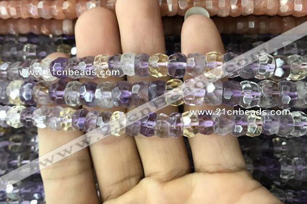 CRB3019 15.5 inches 6*8mm faceted rondelle ametrine beads