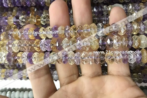 CRB3020 15.5 inches 5*9mm faceted rondelle ametrine beads