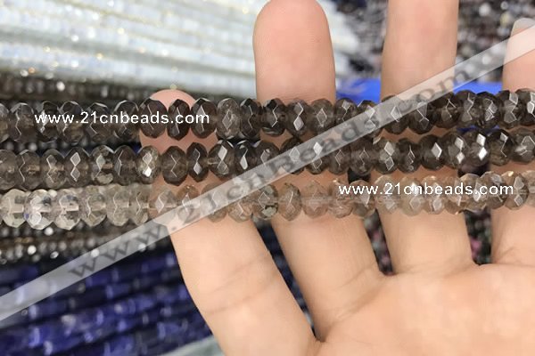 CRB3023 15.5 inches 5*8mm faceted rondelle smoky quartz beads