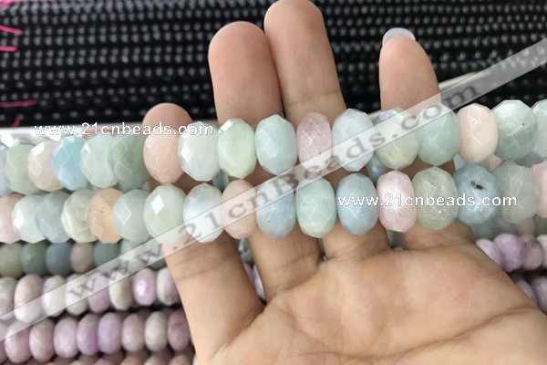 CRB3027 15.5 inches 8*14mm faceted rondelle morganite beads