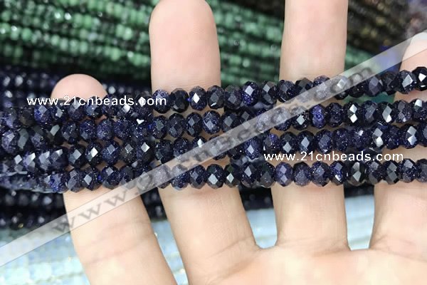 CRB3033 15.5 inches 4*6mm faceted rondelle blue goldstone beads