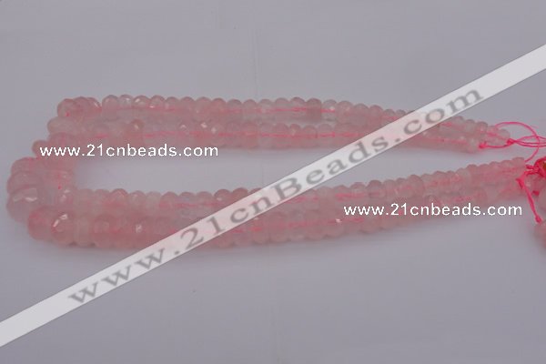 CRB304 15.5 inches 5*8mm - 10*14mm faceted rondelle rose quartz beads