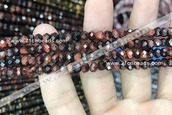 CRB3042 15.5 inches 4*6mm faceted rondelle red tiger eye beads