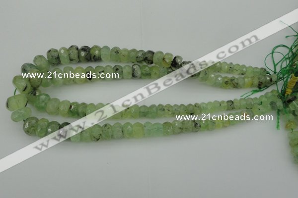 CRB305 5*8mm - 10*14mm faceted rondelle green rutilated quartz beads