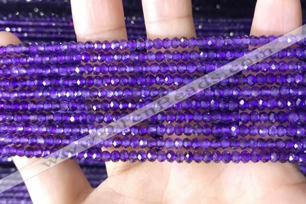 CRB3103 15.5 inches 2*3mm faceted rondelle tiny amethyst beads