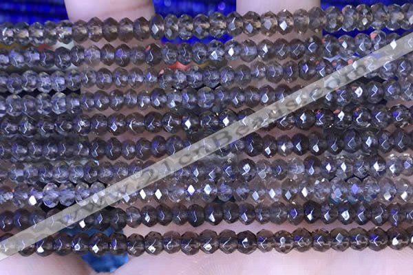 CRB3152 15.5 inches 2.5*4mm faceted rondelle tiny smoky quartz beads