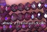 CRB3158 15.5 inches 2.5*4mm faceted rondelle tiny red garnet beads