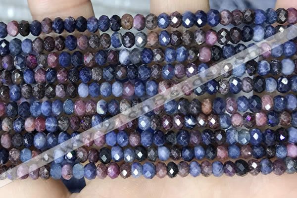 CRB3161 15.5 inches 2.5*4mm faceted rondelle tiny ruby & sapphire beads