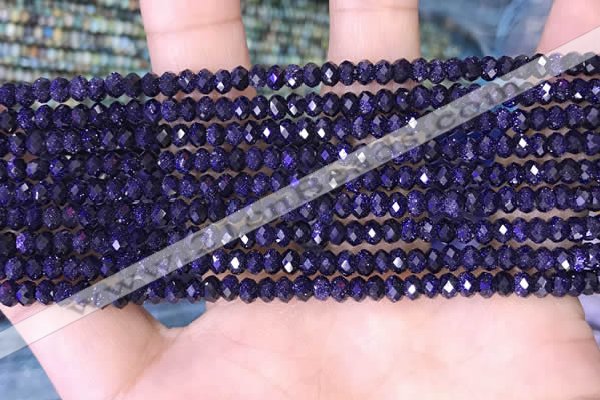 CRB3164 15.5 inches 2.5*4mm faceted rondelle tiny blue goldstone beads