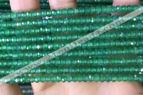 CRB3171 15.5 inches 2.5*4mm faceted rondelle tiny green agate beads