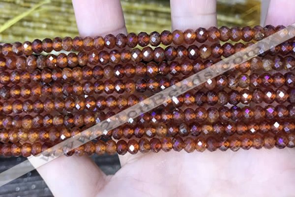 CRB3186 15.5 inches 3*5mm faceted rondelle tiny orange garnet beads