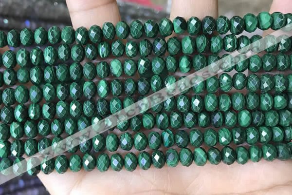 CRB3193 15.5 inches 4*6mm faceted rondelle tiny malachite beads