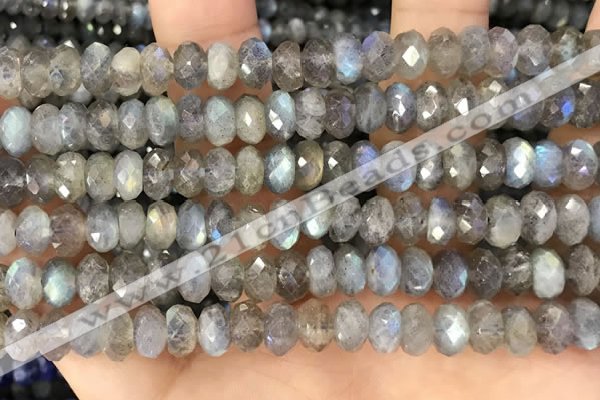 CRB3213 15.5 inches 5*10mm faceted rondelle labradorite beads