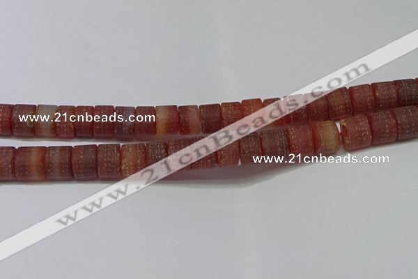CRB325 15.5 inches 8*12mm tyre matte red agate gemstone beads