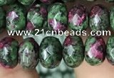 CRB4119 15.5 inches 5*8mm faceted rondelle imitation ruby zoisite beads