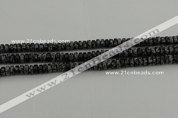 CRB431 15.5 inches 5*8mm rondelle snowflake obsidian beads