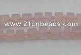 CRB450 15.5 inche 5*8mm tyre matte rose quartz gemstone beads