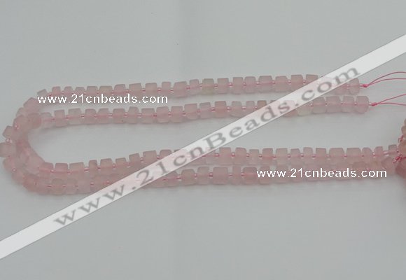 CRB450 15.5 inche 5*8mm tyre matte rose quartz gemstone beads