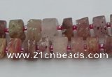 CRB460 15.5 inche 6*10mm tyre matte strawberry quartz gemstone beads