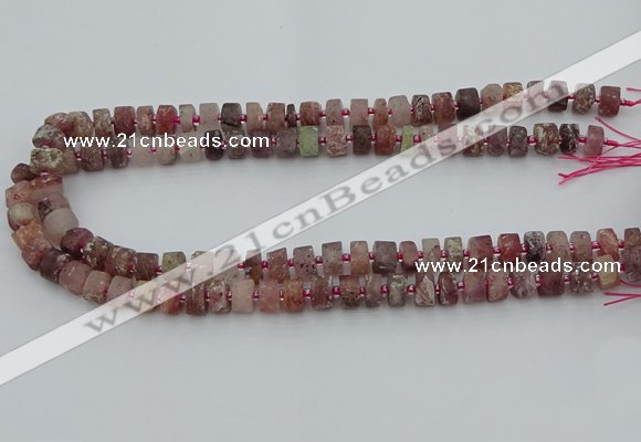 CRB460 15.5 inche 6*10mm tyre matte strawberry quartz gemstone beads