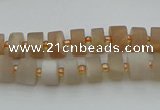 CRB462 15.5 inche 5*8mm tyre matte moonstone gemstone beads