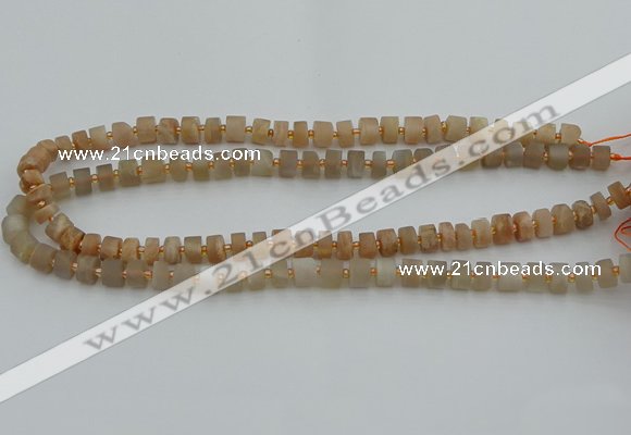 CRB462 15.5 inche 5*8mm tyre matte moonstone gemstone beads