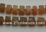 CRB463 15.5 inche 6*10mm tyre matte moonstone gemstone beads