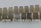 CRB466 15.5 inche 6*10mm tyre matte grey moonstone gemstone beads