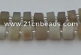 CRB467 15.5 inche 8*12mm tyre matte grey moonstone gemstone beads