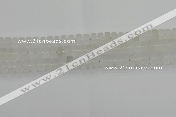 CRB500 15.5 inches 6*10mm tyre matte white crystal beads wholesale