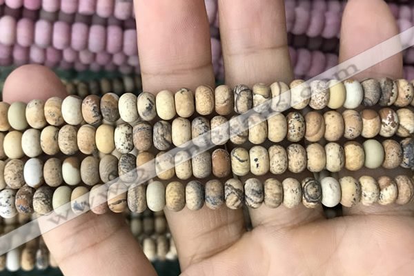 CRB5011 15.5 inches 4*6mm rondelle matte picture jasper beads