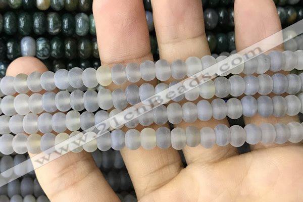 CRB5015 15.5 inches 4*6mm rondelle matte grey agate beads wholesale