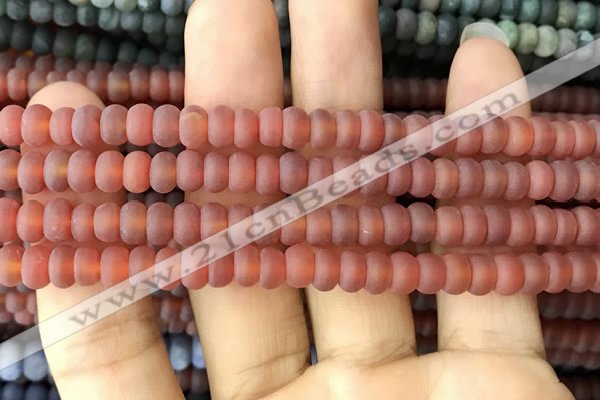 CRB5017 15.5 inches 4*6mm rondelle matte red agate beads wholesale