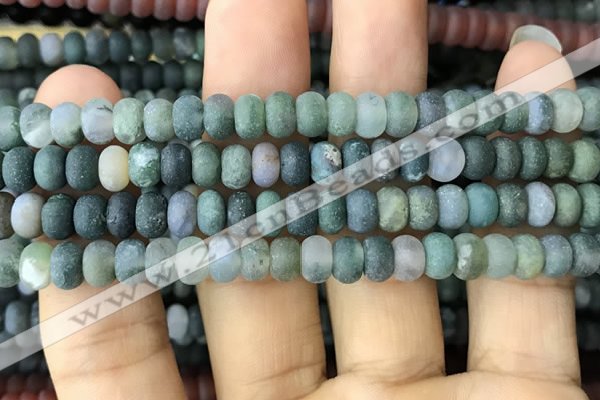 CRB5018 15.5 inches 4*6mm rondelle matte moss agate beads wholesale