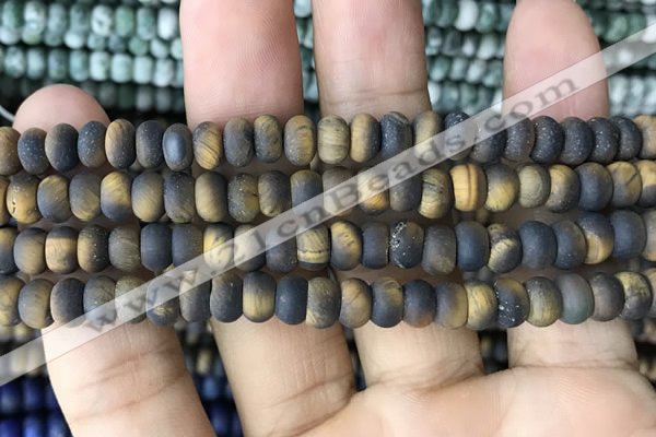 CRB5024 15.5 inches 4*6mm rondelle matte yellow tiger eye beads