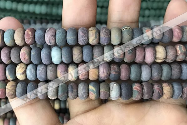 CRB5062 15.5 inches 5*8mm rondelle matte picasso jasper beads