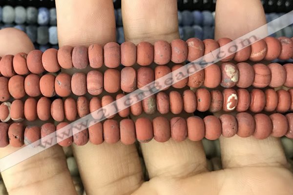 CRB5064 15.5 inches 5*8mm rondelle matte red jasper beads wholesale